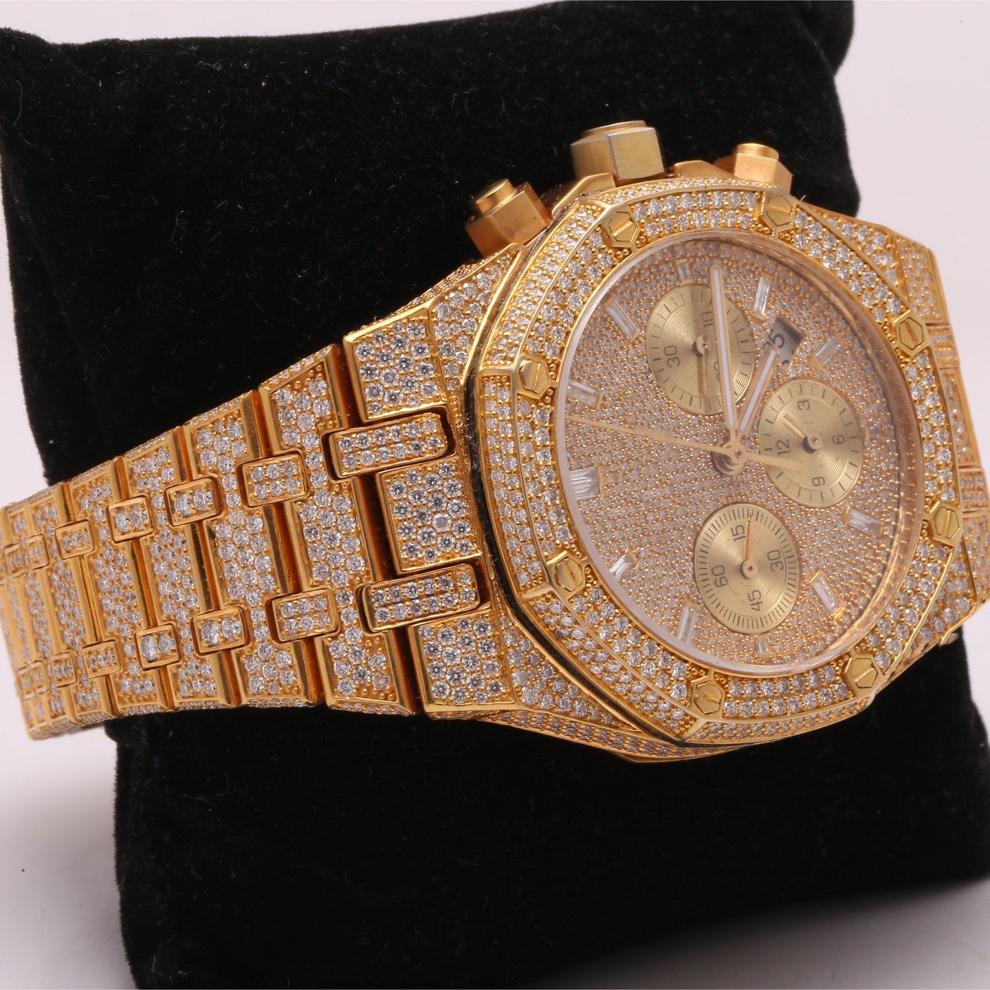 Fully Iced Out Chronograph Automatic Movement Moissanite Watch